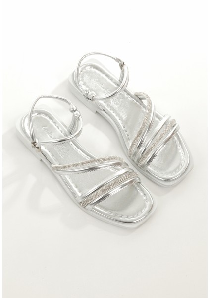 MİA026-1512 Kadın Taşlı Abiye Günlük-Düğün-Eğlence-Gümüş Tatil Terliği modelleri