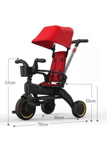 Ebeveyn Kontrollü 3 Tekerlekli Katlanabilir Bisiklet | Kırmızı modelleri