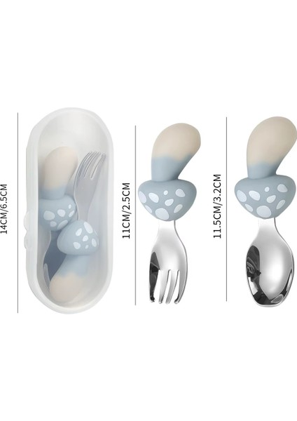 Mantar Figürlü Premium Çocuk Bpa Free Silikon Sap Paslanmaz Çelik Uçlu Çatal-Kaşık Set 9+ Ay modelleri
