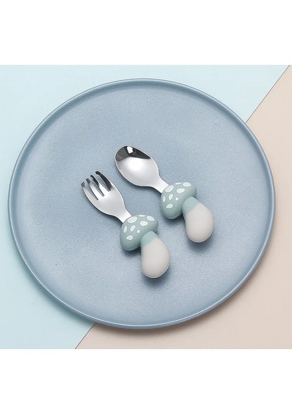 Mantar Figürlü Premium Çocuk Bpa Free Silikon Sap Paslanmaz Çelik Uçlu Çatal-Kaşık Set 9+ Ay fırsatları