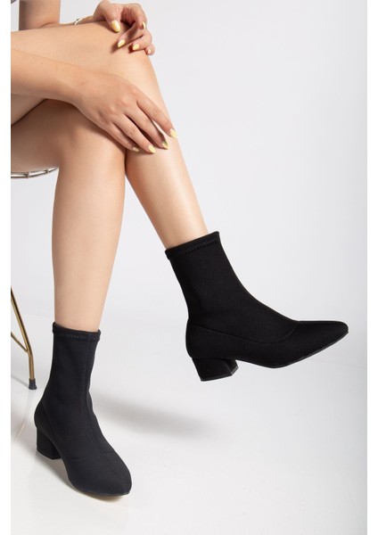 Ferran Kadın Siyah Streç Kalın Topuklu Bot fiyatları