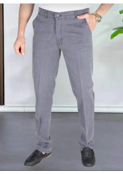 Klasik Kesim Siyah Likralı Erkek Yan Cepli Klasik Kot Pantolon Likralı Yuksek Bel