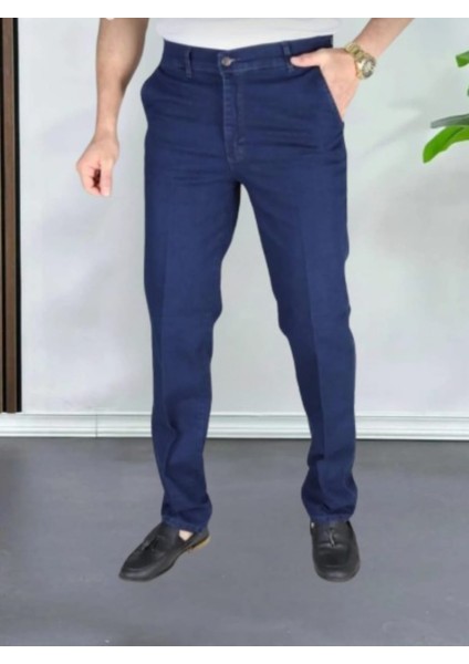 Klasik Kesim Siyah Likralı Erkek Yan Cepli Klasik Kot Pantolon Likralı Yuksek Bel