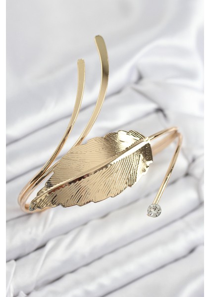 Pirinç Yaprak Model Gold Renk Kadın Pazu Bileklik