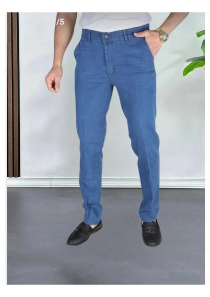 Klasik Kesim Siyah Likralı Erkek Yan Cepli Klasik Kot Pantolon Likralı Yuksek Bel