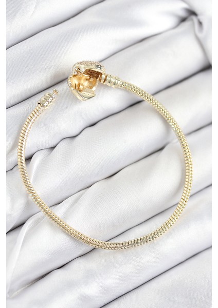 Pirinç Charm Zirkon Taşlı Kalp Model Gold Renk Kadın Bileklik fiyatları