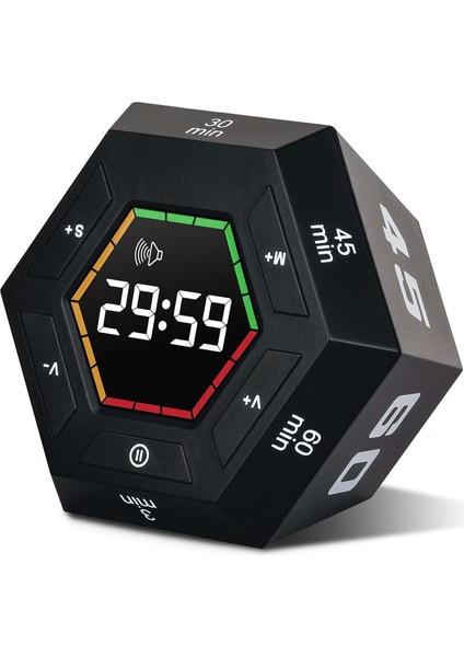 Altıgen Dijital Geri Sayım Zamanlayıcı LED Ekranlı Görsel Zaman Kontrol Mutfak Ders Mıknatıslı