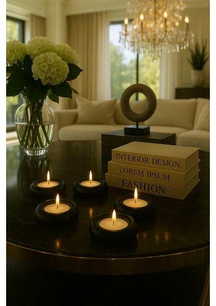 5’li El Yapımı Taş Tealight Mumluk Seti | Modern & Dekoratif & Hediyelik