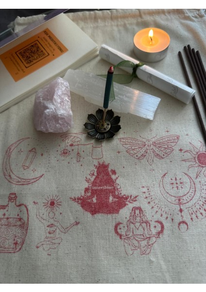 Aşk Frekansı Ritüel Seti | Pembe Kuvars & Selenit, Lotus Tütsü, Mum, Meditasyon Koleksiyon Çantası