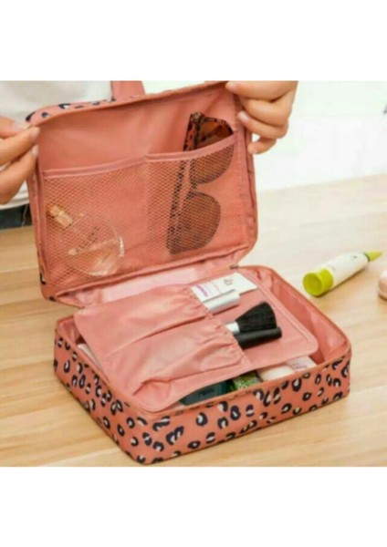 Organizer Kozmetik Makyaj Çantası Su Geçirmez Özellikli Kahverengi