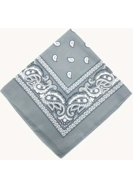 Kare Bandana Fular Açık Gri