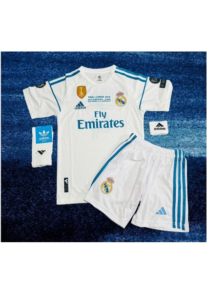 Real Madrid Cristiano Ronaldo 2018 Sezon Beyaz Şampiyonlar Ligi Çocuk Forması 4 Parça