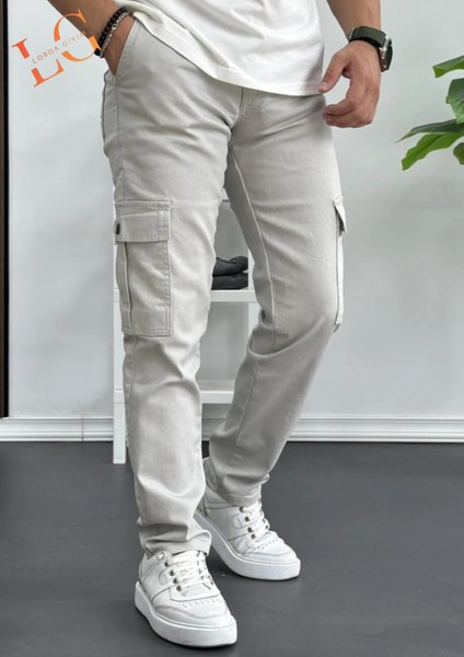 Erkek Kot Panyalon Kargo Cepli Yuksek Bel Dume Fermuar Esnek Likralı Comando