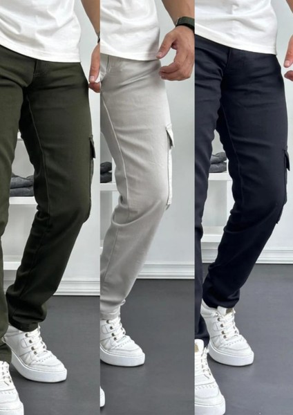 Erkek Kot Panyalon Kargo Cepli Yuksek Bel Dume Fermuar Esnek Likralı Comando fırsatları