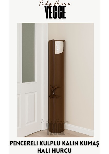 Kaliteli Halı Hurcu - Halı - Kilim - Yolluk Hurcu Pencereli, Taşıma Kulplu, Kalın Kumaşlı Halı Kilim Kılıf -Boydan Boya Fermuarlı Halı Çantası