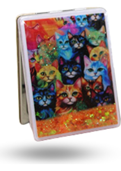 Büro Ev Ofis Kişisel Hediyesi Için Hareketli Sulu Kedi Figürlü El Aynası