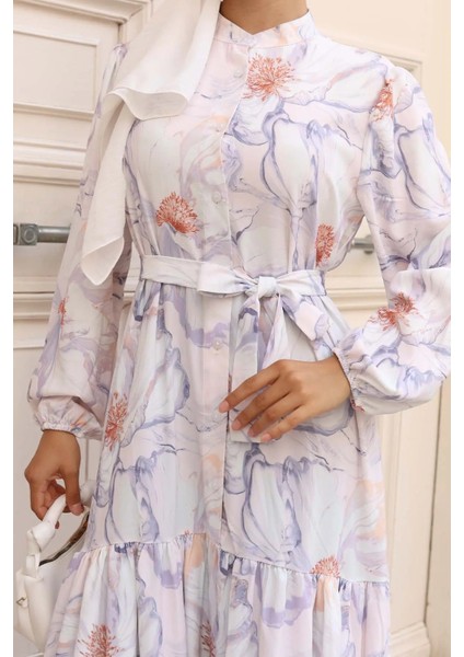 Desenli Tesettür Elbise modelleri