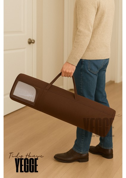 Kaliteli Halı Hurcu - Halı - Kilim - Yolluk Hurcu Pencereli, Taşıma Kulplu, Kalın Kumaşlı Halı Kilim Kılıf -Boydan Boya Fermuarlı Halı Çantası