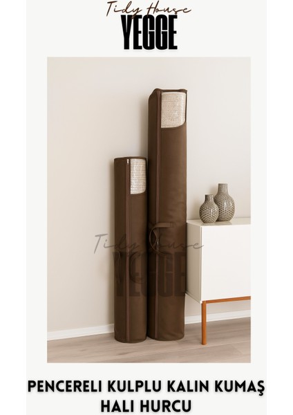 Kaliteli Halı Hurcu - Halı - Kilim - Yolluk Hurcu Pencereli, Taşıma Kulplu, Kalın Kumaşlı Halı Kilim Kılıf -Boydan Boya Fermuarlı Halı Çantası