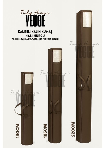 3 Boy Kaliteli Halı Hurcu Set - Pencereli, Taşıma Kulplu, Kalın Kumaşlı Halı Kılıf -Halı Düzenleyici