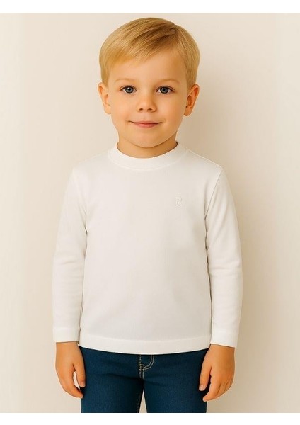 Çocuk Pamuklu Basic Yarım Dik Yaka Uzun Kollu T-Shirt fırsatları