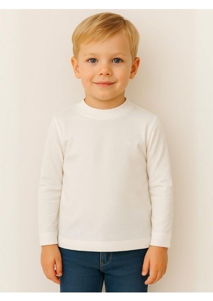 Çocuk Pamuklu Basic Yarım Dik Yaka Uzun Kollu T-Shirt fiyatları