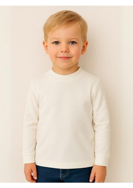 Çocuk Pamuklu Basic Yarım Dik Yaka Uzun Kollu T-Shirt fırsatları