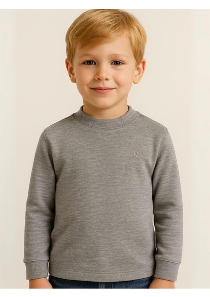 Çocuk Pamuklu Basic Yarım Dik Yaka Uzun Kollu T-Shirt modelleri