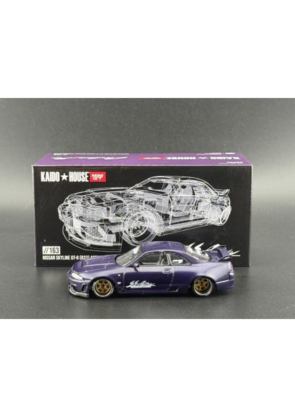 163 Kaido House Nissan Gt-R (R33) Active Carbon R V2 1/64 Model Araba