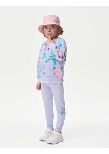 Skinny Fit Desenli Legging Tayt (2-7 Yaş)