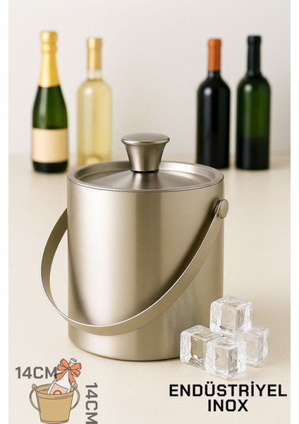 Buz Kovası Çift Cidarlı Yalıtımlı Endüstriyel Inox Şampanya Şarap Bira Soğutucu Medıum 722052