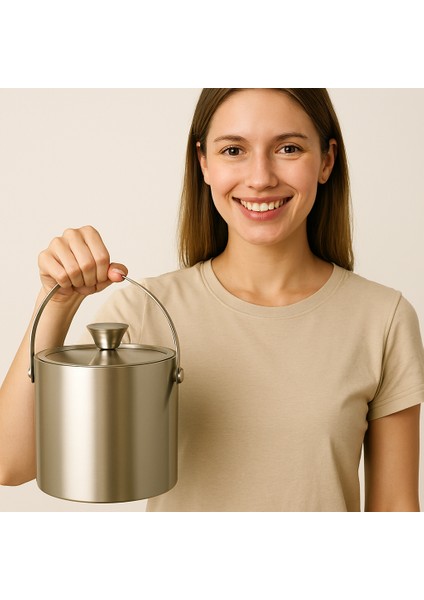 Buz Kovası Çift Cidarlı Yalıtımlı Endüstriyel Inox Şampanya Şarap Bira Soğutucu Medıum 722052