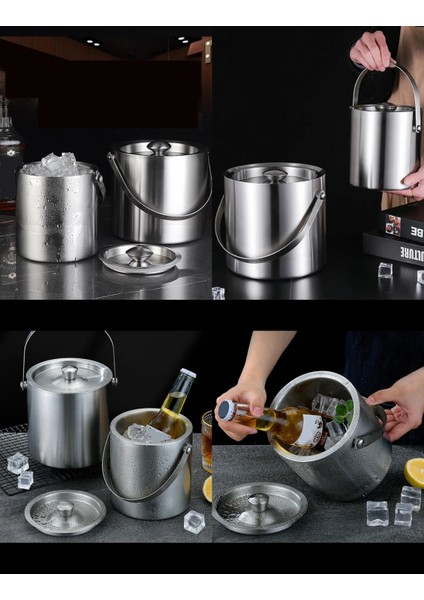 Buz Kovası Çift Cidarlı Yalıtımlı Endüstriyel Inox Şampanya Şarap Bira Soğutucu Medıum 722052