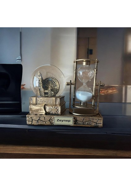 Eyfel Işıklı Sulu Kar Küreli Kum Saati Hediyelik Kum Saati-Karışık modelleri