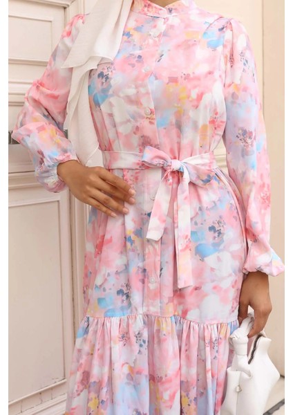 Desenli Tesettür Elbise modelleri