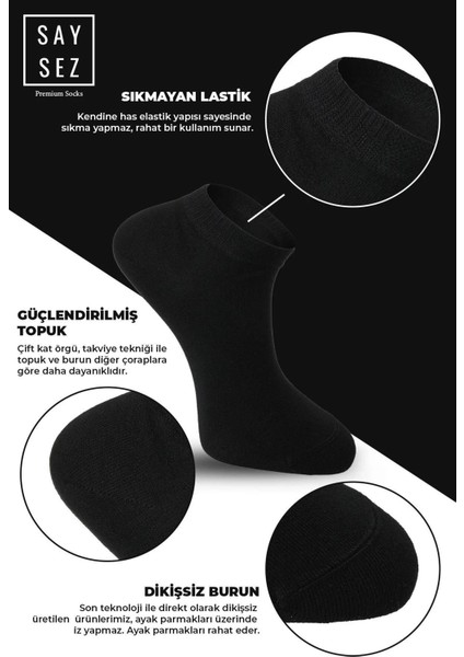Bambu Erkek Patik Düz Siyah-Beyaz-Füme Renkli Çorap Dikişsiz Premium Kutulu 6'lı fiyatları