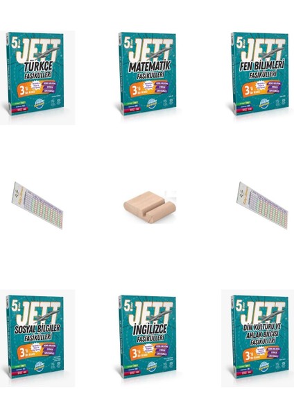 5. Sınıf Jet Fasikülleri Tüm Dersler Seti 6 Branş + Telefon Tutucu + Çözüm Ayracı