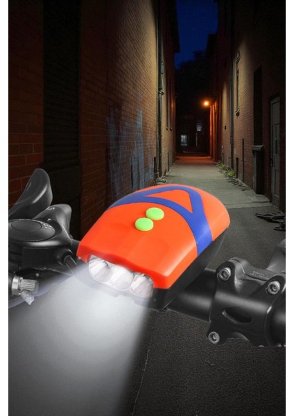 Led'li Bisiklet Kornası Ön Far Bisiklet Scooter Feneri Kornası Bisiklet Scooter Işığı Kornası Ledi