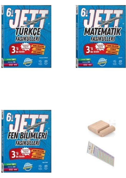 6. Sınıf Jet Matematik + Türkçe + Fen Bilimleri Fasikülleri Yeni 2026 + Telefon Tutucu+Çözüm Ayracı