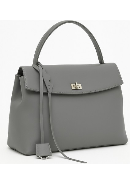 %100 Hakiki Deri Kadın Omuz ve El Çantası – Gri