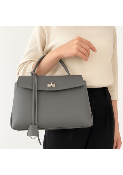 %100 Hakiki Deri Kadın Omuz ve El Çantası – Gri fiyatları