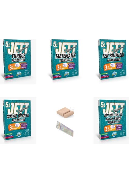 5. Sınıf Jet Fasikülleri Seti Tüm Dersler (Türkçe Mat Fen Sos Din) + Telefon Tutucu + Çözüm Ayracı