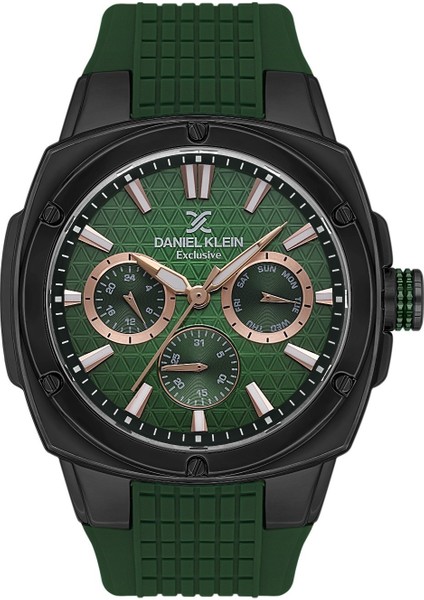 DK.1.10640.4 Koyu Yeşil Aktif Fonksiyonlu Takvimli Oval Kare Model Erkek Kol Saati