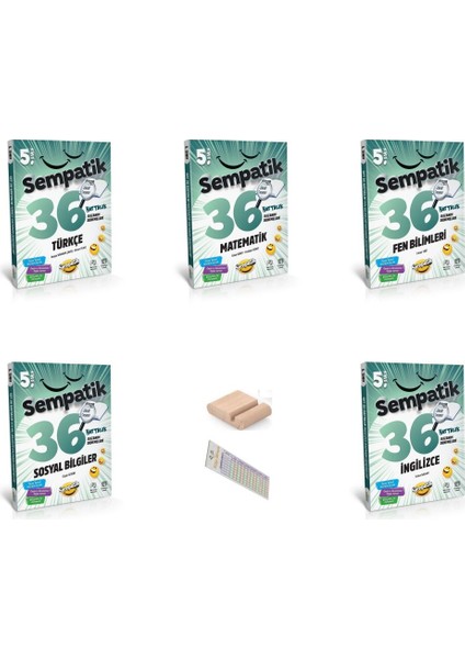 5. Sınıf Sempatik Haftalık Kazanım Denemeleri 5li (Türkçe Mat Fen Sos Ing)+ Telefon Tutucu + Çözüm Ayracı