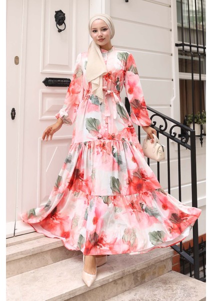 Desenli Tesettür Elbise