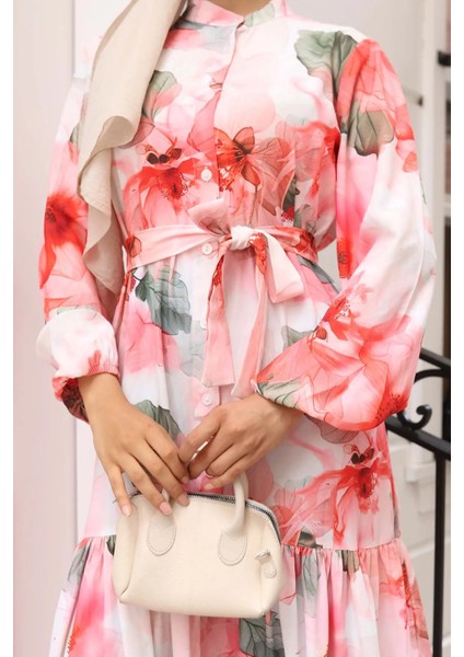 Desenli Tesettür Elbise modelleri