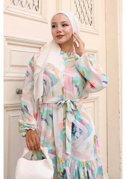 Desenli Tesettür Elbise fiyatları