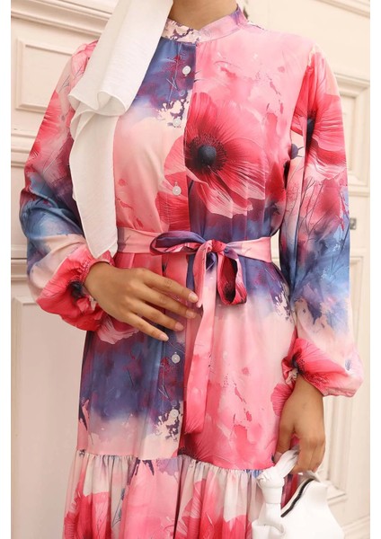 Desenli Tesettür Elbise modelleri