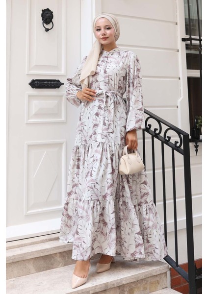 Desenli Tesettür Elbise