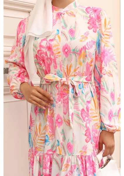 Desenli Tesettür Elbise modelleri